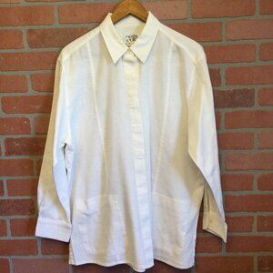 Vintage Escada Sport Women's Blouse linen blend Shirt L Coastal Grandma style